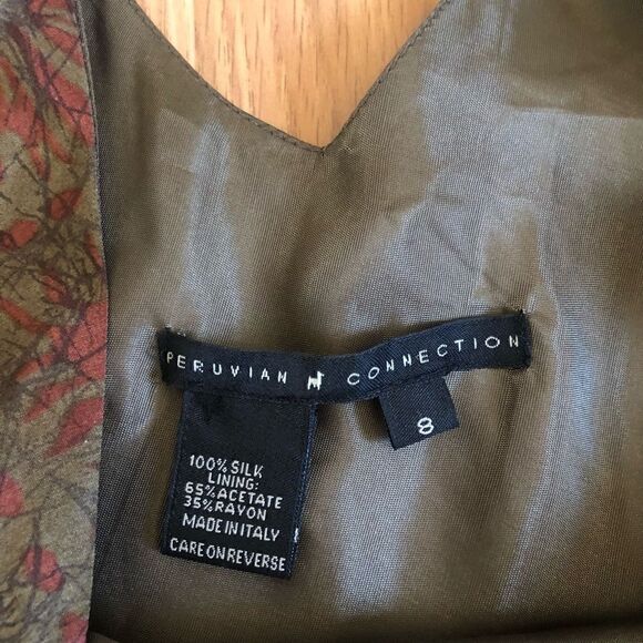 Peruvian Connection 100% Silk Made in Italy Asymmetrical Slip Dress - Picture 8 of 10